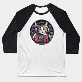 Retro funky feline music cat dj Baseball T-Shirt